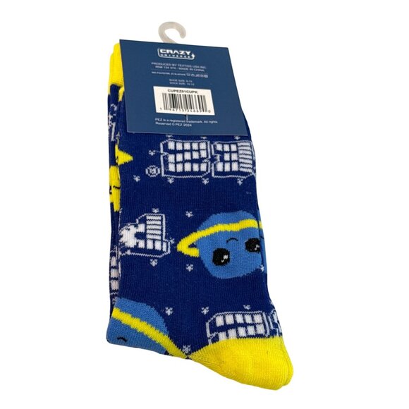 Space Dispenser Novelty Socks Blue Yellow Stars Mens Crew Fun Graphic - Picture 2 of 3